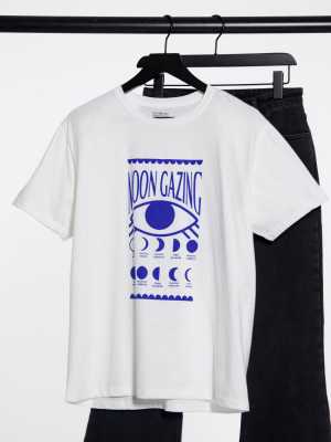 Daisy Street Relaxed T-shirt With Moon Gazing Print