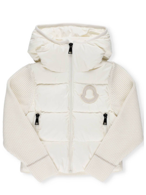 Moncler Enfant Quilted Panel Hooded Knit Jacket