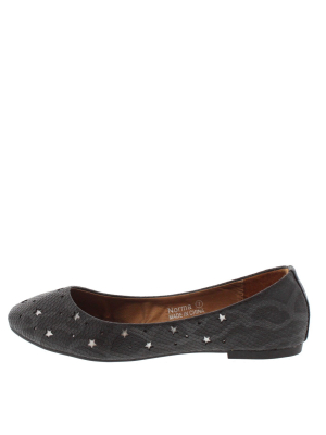 Norma Black Faux Python Star Flat