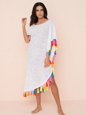 Rainbow Tassel Slit Dress