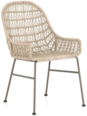 Bandera Outdoor Woven Dining Chair, Vintage White, Set Of 2