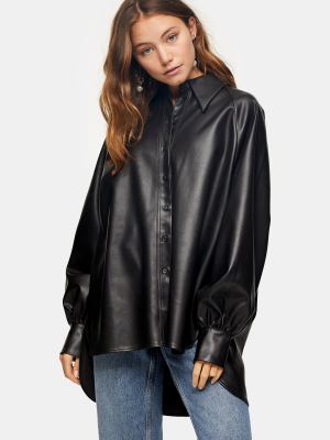 Black Pu Oversized Shirt