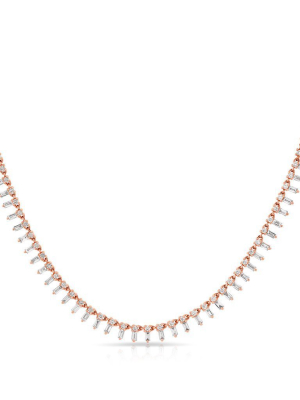 14kt Rose Gold Baguette Diamond Queen Necklace