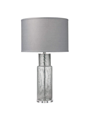 Atwater Table Lamp In Clear Netted With Classic Drum Shade In Grey Linen