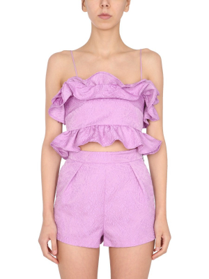 Msgm Ruffled Cropped Top