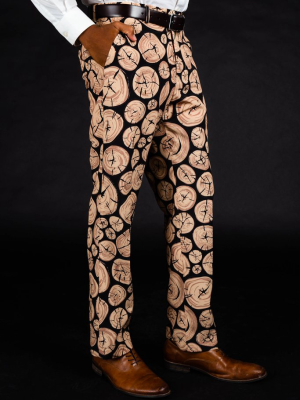 The Xmas Morning Wood | Wood Print Suit Pants