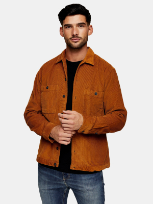 Selected Homme Orange Heavyweight Corduroy Shirt