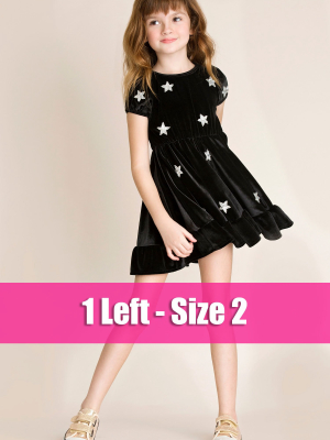 North Star Velvet Dress : Black