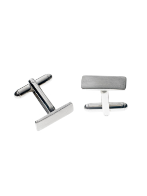 Stainless Steel Rectangular Cufflinks (satin)