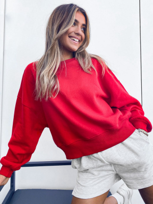 Asos Design Mix & Match Oversized Sweatshirt With Chunky Rib Co-ord In Red