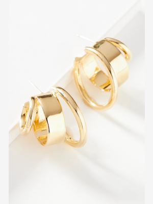 Lady Grey Triad Huggie Hoop Earrings