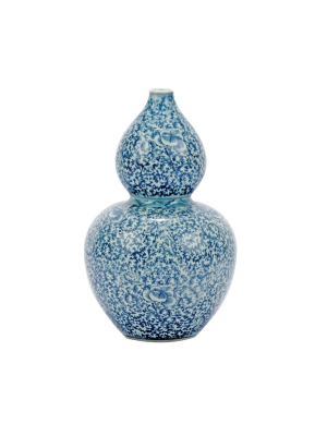 Floral Gourd Vase, Blue And White