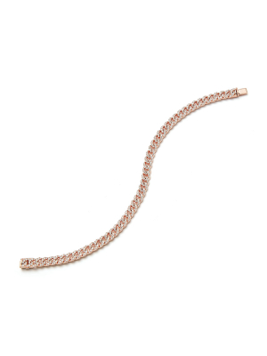 Saxon 18k Rose Gold All Diamond Mini Curb Link Bracelet