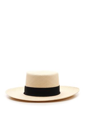 Balmain Ribbon Embellished Boater Hat