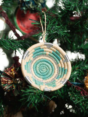 Blue + Silver Metallic Basket Ornament