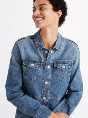 Denim Snap Shirtdress In Sturgiss Wash