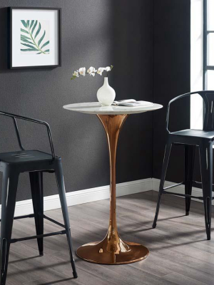Tulip Style 28" Marble Rose Bar Table