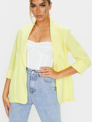 Lemon Woven Turn Up Sleeve Blazer