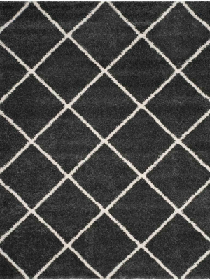 Hudson Shag Diamond Dark Gray/ivory Area Rug