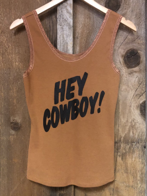 Hey Cowboy Lace Tank Cognac/blk