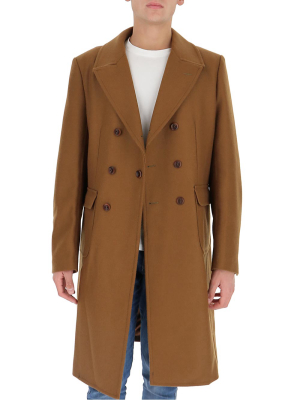 Junya Watanabe Man Contrast Panel Double Breasted Coat