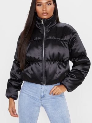 Black Satin Puffer