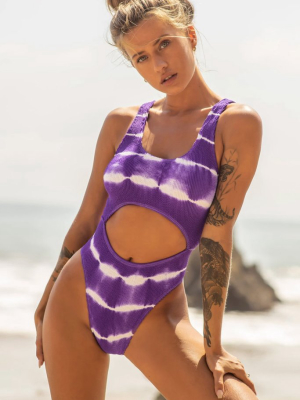 Sport Tie Dye Cutout Brazilian One Piece Swimsuit