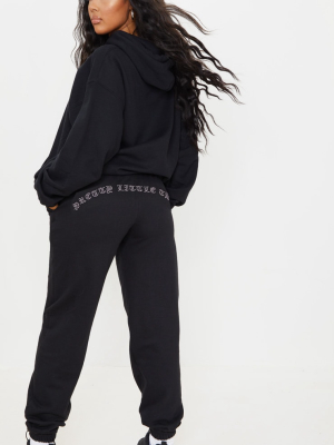 Prettylittlething Black Diamante Slogan Jogger