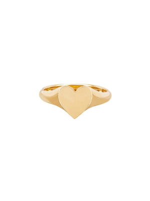 Heart Signet Pinky Ring - Yellow Gold