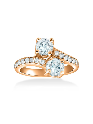 Pompeii3 1 1/2 Cttw Forever Us 2-stone Diamond Engagement Forever Us Ring 14k Rose Gold