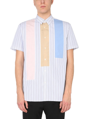 Comme Des Garçons Shirt Striped Panels Short-sleeve Shirt