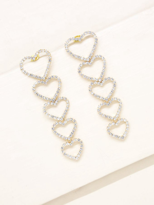 Heart Crystal & 18k Gold Plated Drop Earrings