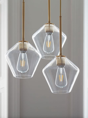 Sculptural Glass 3-light Geo Chandelier - Clear