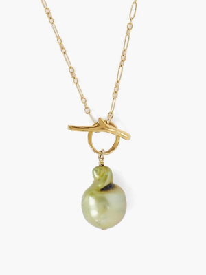 Green Freshwater Pearl Toggle Necklace