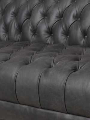 Williams Extra Long Leather Sofa Washed Ebony