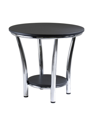 Maya Round End Table, Black Top, Metal Legs - Black, Metal - Winsome