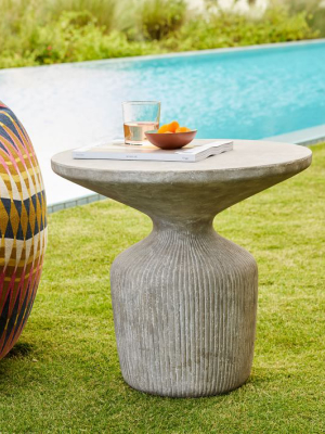 Tambor Concrete Outdoor Drum Side Table