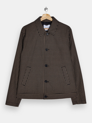 Brown Gingham Check Harrington Jacket