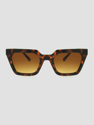 Women's Tortoise Shell Print Angular Rectangle Sunglasses - A New Day™ Brown