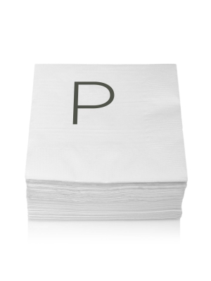 Monogram Cocktail Napkin, P (set Of 50)