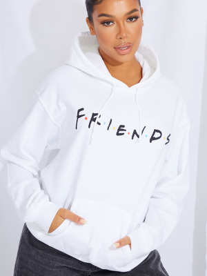 White Friends Front And Back Printed Hoodie