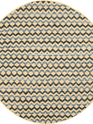 Montauk Gold/blue/black Round Rug