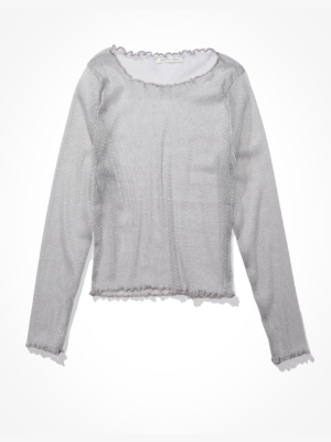 Ae Long Sleeve Mesh Top