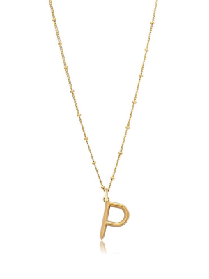 P Initial Necklace - Gold