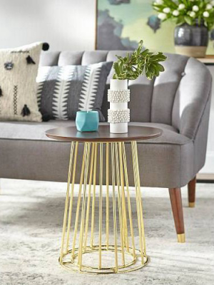 Yvonne Side Table Walnut/gold - Angelo : Home