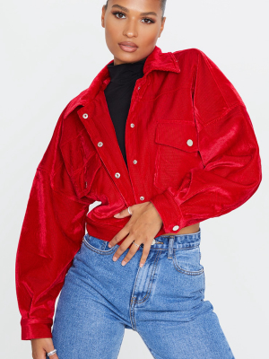 Red Cord Oversized Trucker Jacket