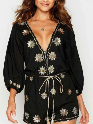 Beach Bunny Myra Romper In Black