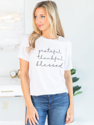 Always Give Thanks White Graphic Tee