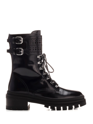 Alaïa Buckled Lace-up Boots