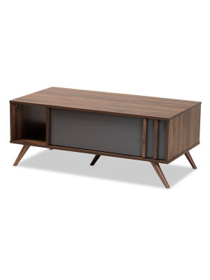 1 Drawer Naoki Two-tone Wood Coffee Table Gray/walnut - Baxton Studio